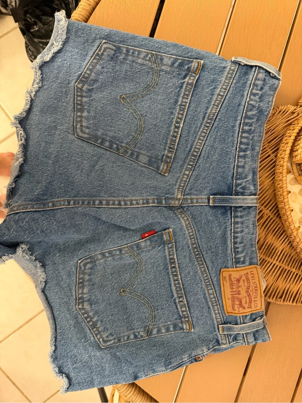 Blue Distressed Denim Shorts